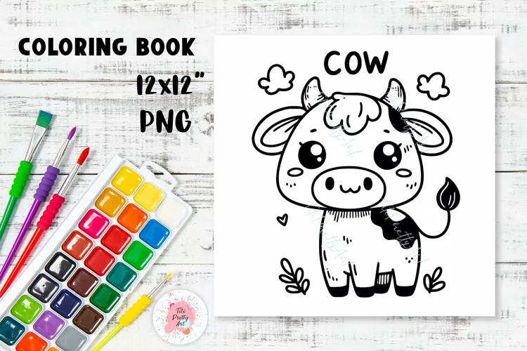Cow Animal Kids Colouring Book Png, Letter Colouring Png