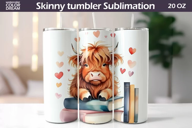 Highland Cow Valentine Tumbler | Valentines Day Tumbler Wrap