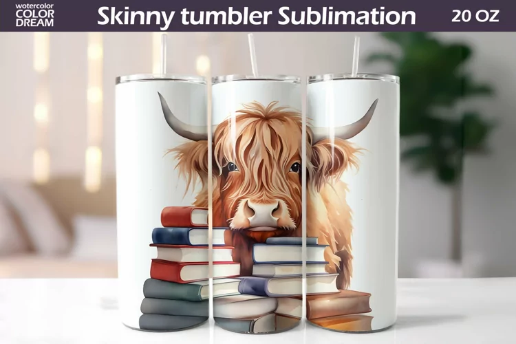 Highland Cow Book Tumbler | Book Lover Tumbler