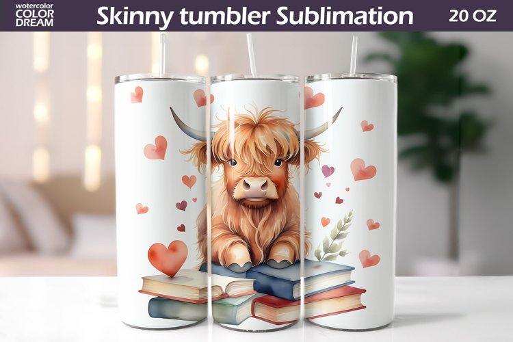 Cute Highland Cow Valentine Tumbler | Valentines Day Tumbler