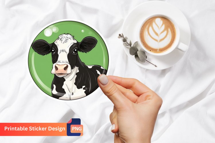 Cute Cow Sticker, Farm Animal Sticker, Adorable Cow Sticker example image 1