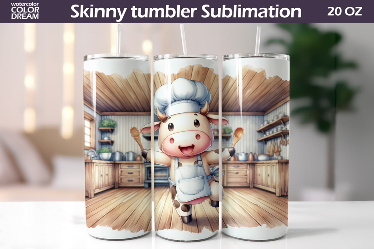 Cow Chef Tumbler Wrap | Farmhouse Kitchen Cow Cook Tumbler