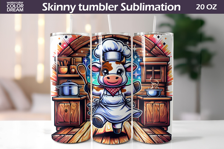 Cow Chef Tumbler Wrap | Farmhouse Kitchen Cow Cook Tumbler