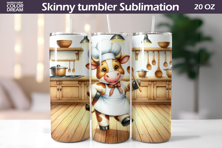 Cow Chef Tumbler Wrap | Farmhouse Kitchen Cow Cook Tumbler