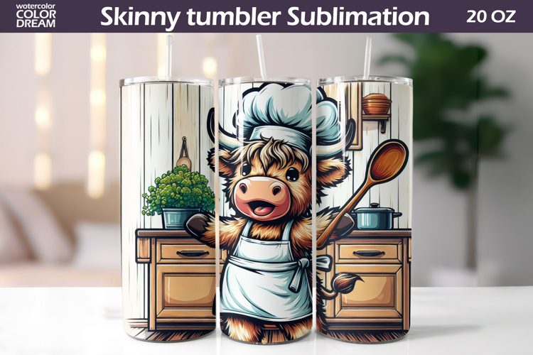 Cow Chef Tumbler Wrap | Farmhouse Kitchen Cow Cook Tumbler