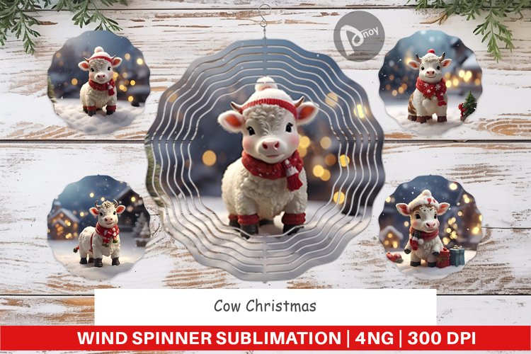 Wind Spinner Cow Christmas
