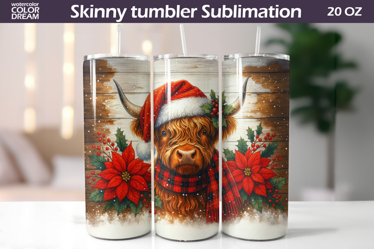 Highland Cow Tumbler | Christmas Tumbler Sublimation