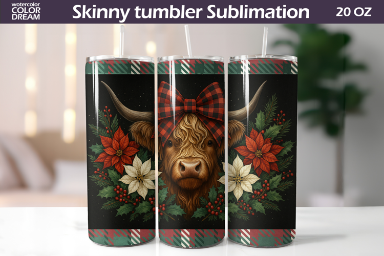 Highland Cow Tumbler | Christmas Tumbler Sublimation