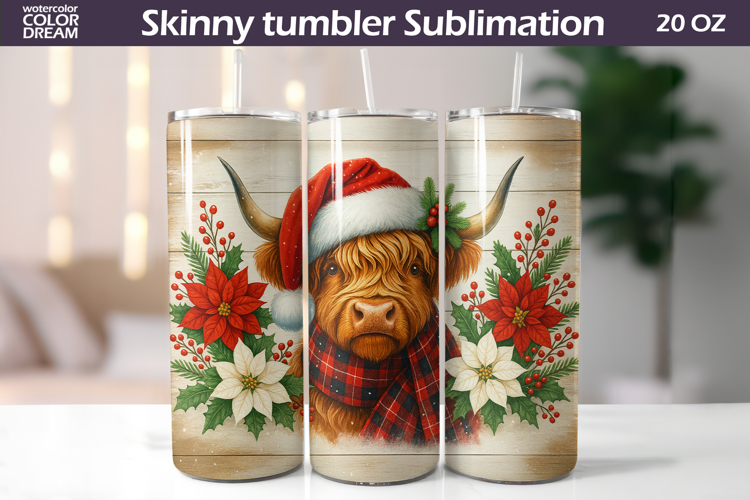 Highland Cow Tumbler | Christmas Tumbler Sublimation