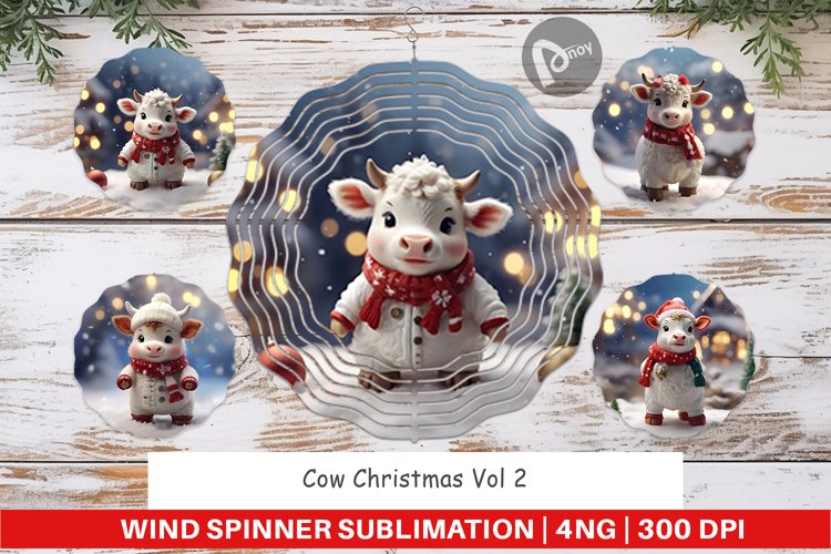 Wind Spinner Cow Christmas