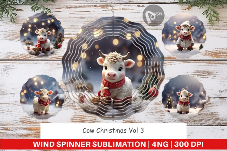 Wind Spinner Cow Christmas