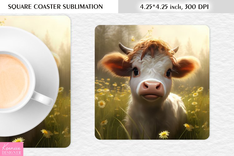 Summer Baby Cow|Cow Square Coaster