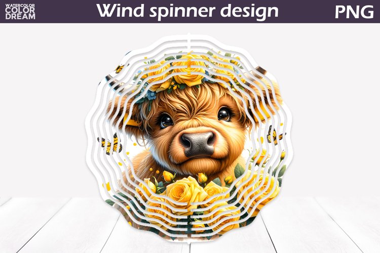 Highland Cow Wind Spinner | Cow Roses Wind Spinner example image 1
