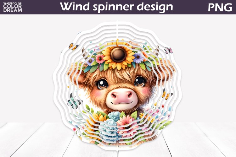 Highland Cow Wind Spinner | Cow Wildflowers Wind Spinner