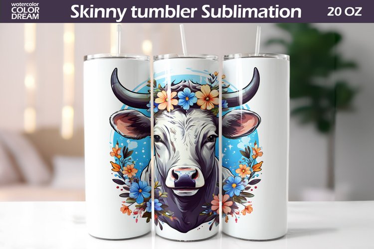 Cow Tumbler Sublimation | Farm Animals Flowers Tumbler Wrap