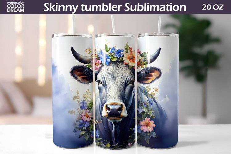 Cow Tumbler Sublimation | Farm Animals Flowers Tumbler Wrap