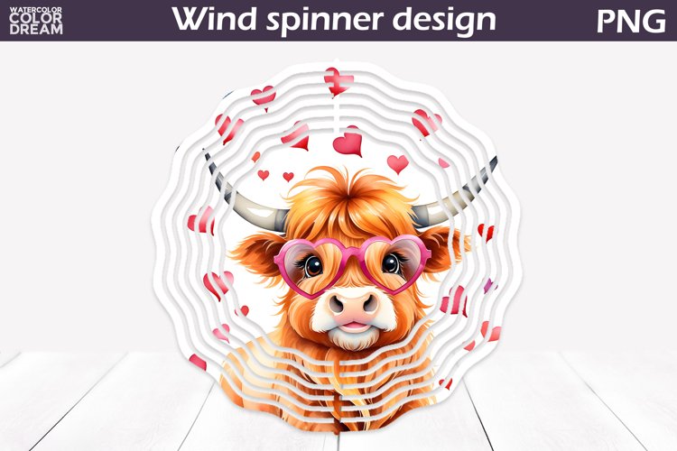 Highland Cow Heart Wind Spinner | Cow Wind Spinner example image 1