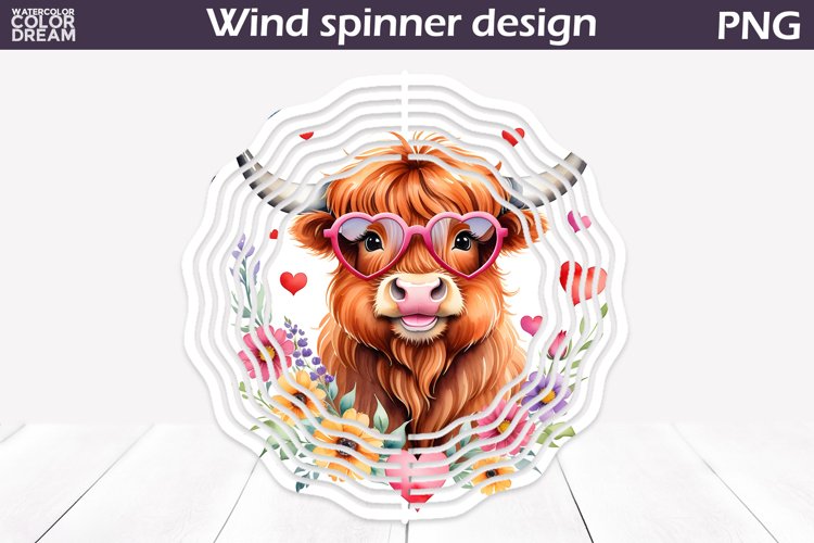 Highland Cow Heart Wind Spinner | Cow Wind Spinner example image 1