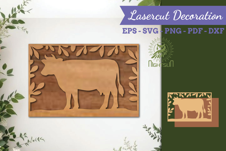 Cow Lasercut Wall Decor SVG