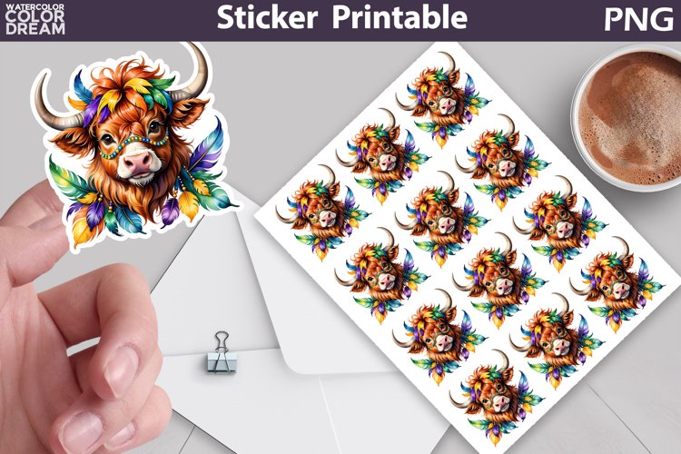 Cow Mardi Grass Sticker Printable | Mardi Grass Sticker