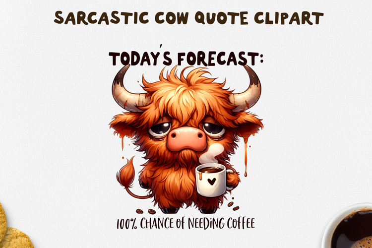 Sarcastic Cow PNG Sublimation Design.
