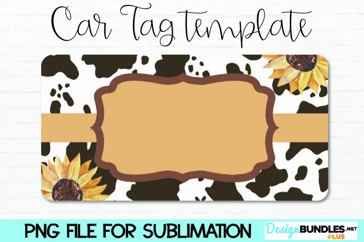 Car Tag Template PNG | Cow Print Sublimation Tag