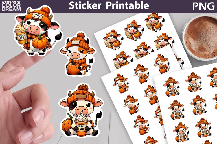 Cow Pumpkin Sticker| Fall Pumpkin Sticker Printable