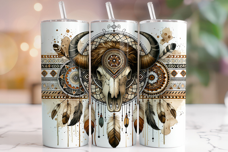 Bull Skull Tumbler Wrap Sublimation, Cow Skull Tumbler Wrap