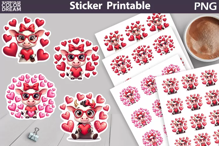 Cow Heart Sticker | Valentine Animal Sticker