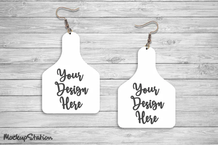 Cow Tag Earring Mockup PSD File | Cattle Tag Mockup