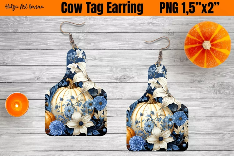 Cow Tag Earring Sublimation | Pumpkin PNG