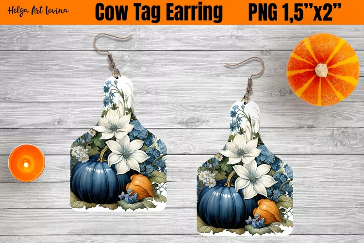 Cow Tag Earring Sublimation | Pumpkin PNG