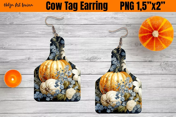 Cow Tag Earring Sublimation | Pumpkin PNG