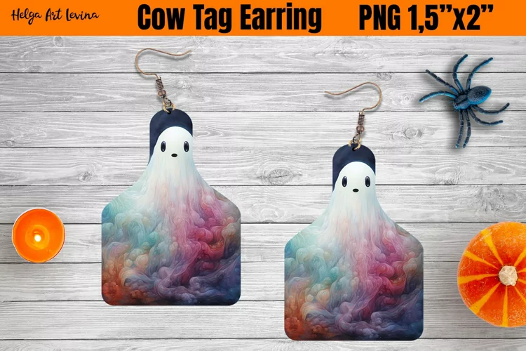 Cow Tag Earring Sublimation | Halloween PNG