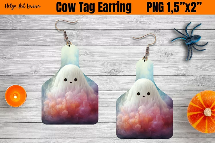 Cow Tag Earring Sublimation | Halloween PNG
