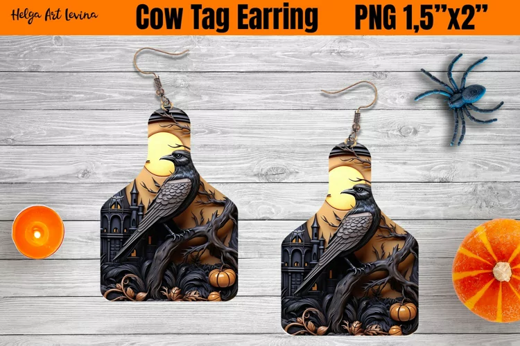 Cow Tag Earring Sublimation | Halloween PNG