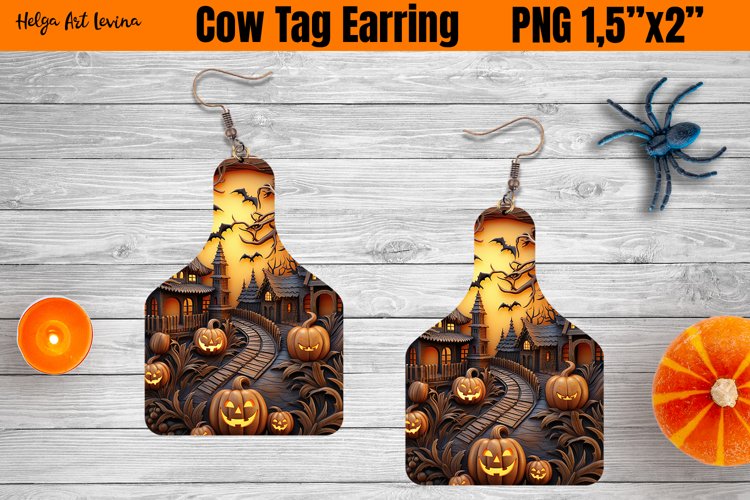 Cow Tag Earring Sublimation | Halloween PNG