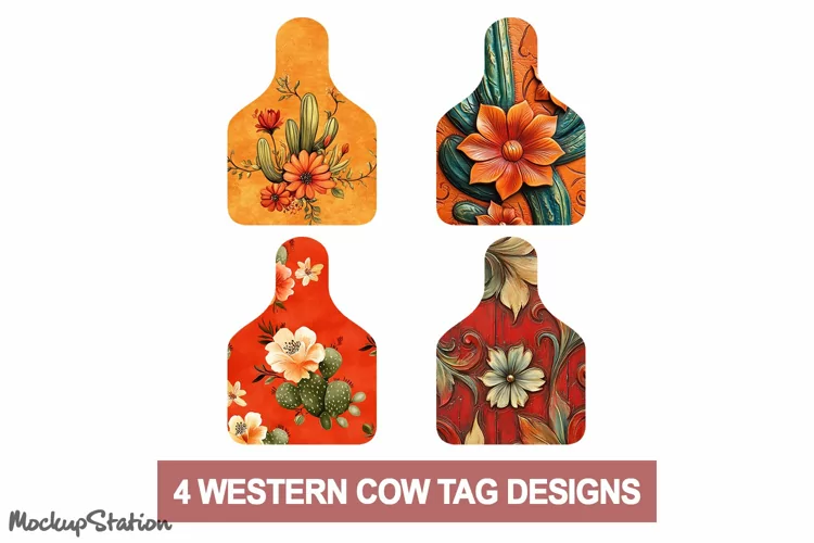 Western Cow Tag Earrings| Boho Sublimation Cactus PNG