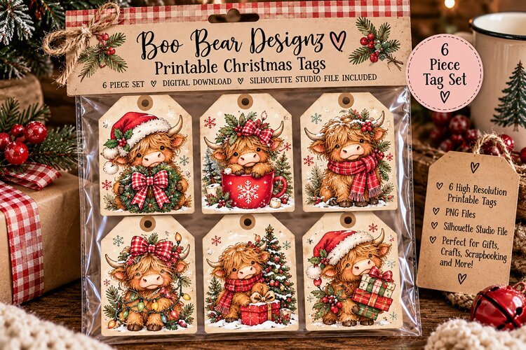 Highland Cow Christmas Gift tags example image 1