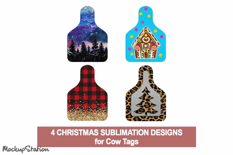 Christmas Cow Tag | Winter Earrings Sublimation PNG