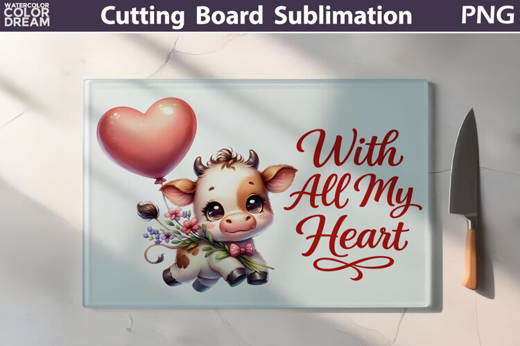 Highland Cow Cutting Board | Valentine Cutting Board example image 1