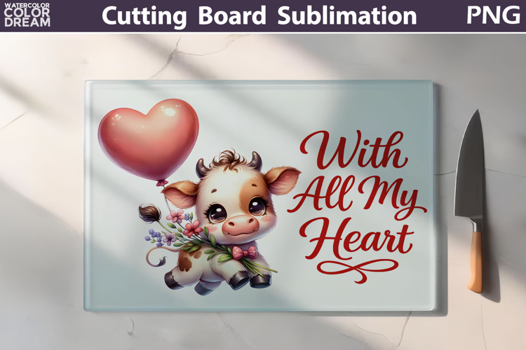 Highland Cow Cutting Board | Valentine Cutting Board