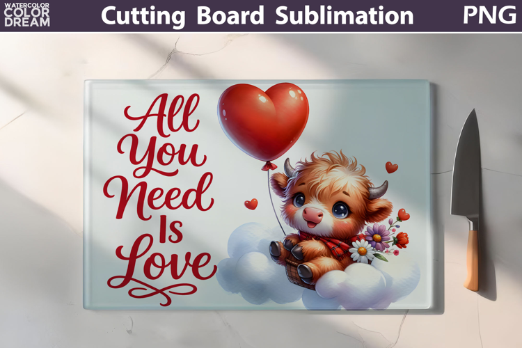 Highland Cow Cutting Board | Valentine Cutting Board