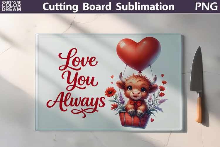 Highland Cow Cutting Board | Valentine Cutting Board