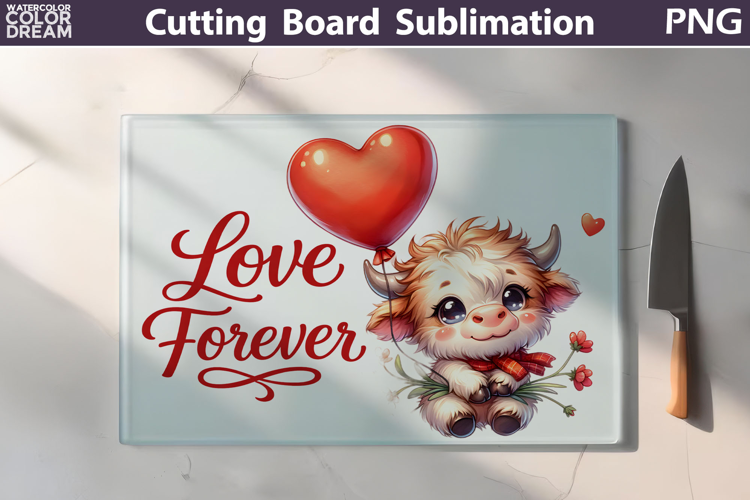 Highland Cow Cutting Board | Valentine Cutting Board