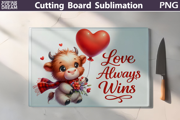 Highland Cow Cutting Board | Valentine Cutting Board