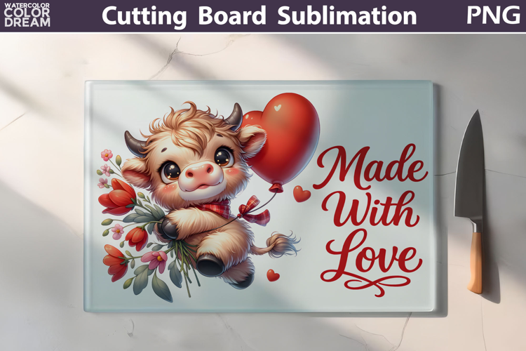Highland Cow Cutting Board | Valentine Cutting Board