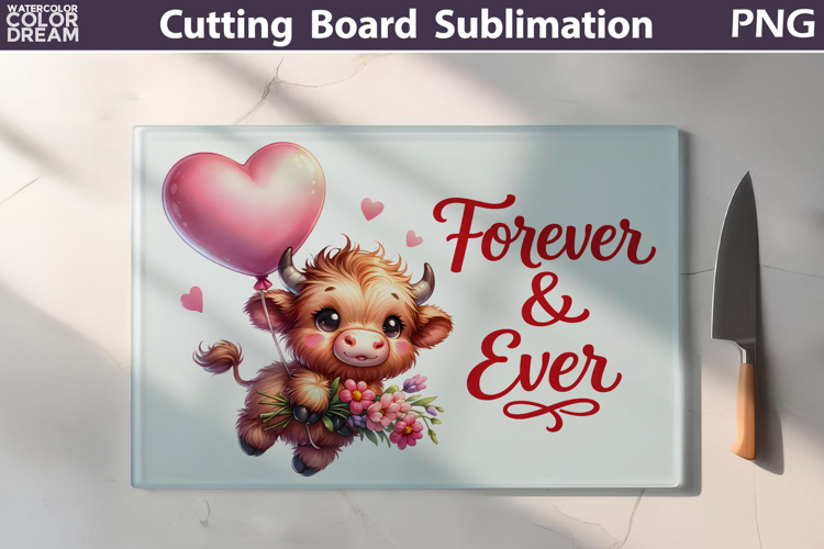 Highland Cow Cutting Board | Valentine Cutting Board