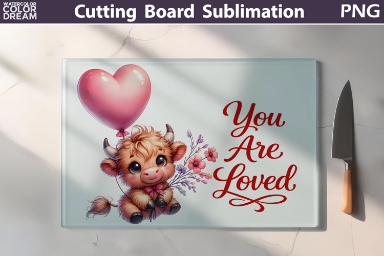 Highland Cow Cutting Board | Valentine Cutting Board