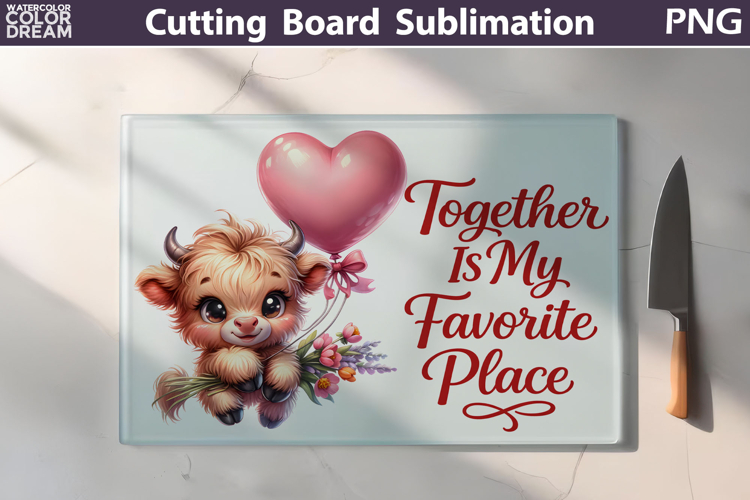Highland Cow Cutting Board | Valentine Cutting Board